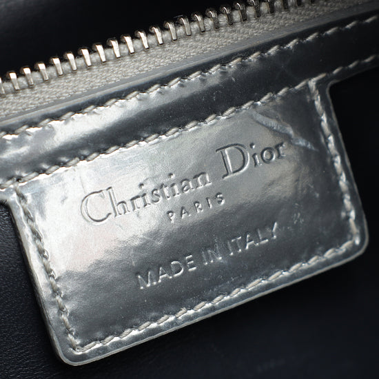 Christian Dior Silver Lady Dior Micro Cannage Medium Bag