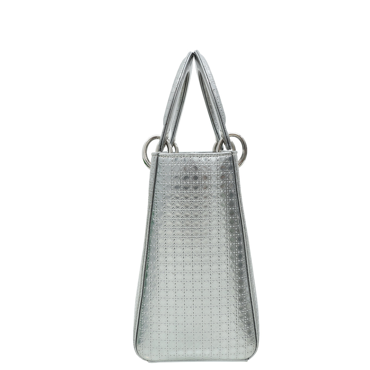 Christian Dior Silver Lady Dior Micro Cannage Medium Bag