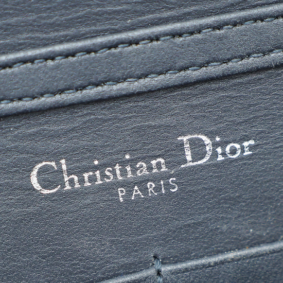 Christian Dior Silver Diorama Microcannage Wallet On Chain