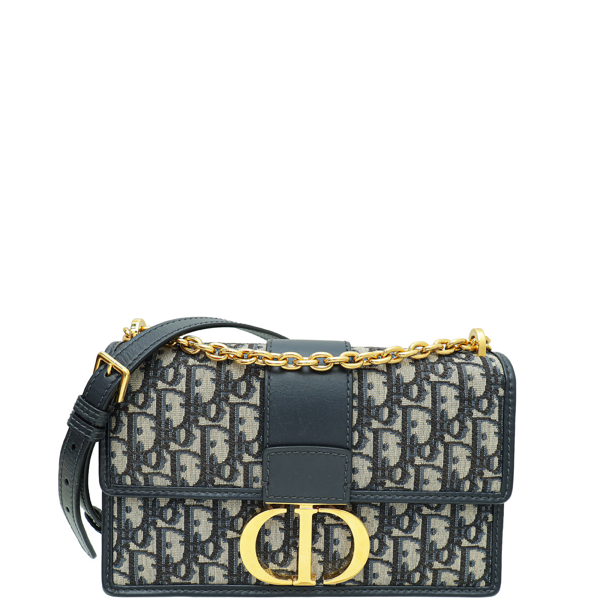 Christian Dior Navy Blue 30 Montaigne Oblique Flap Chain Bag-Christian Dior-THE CLOSET