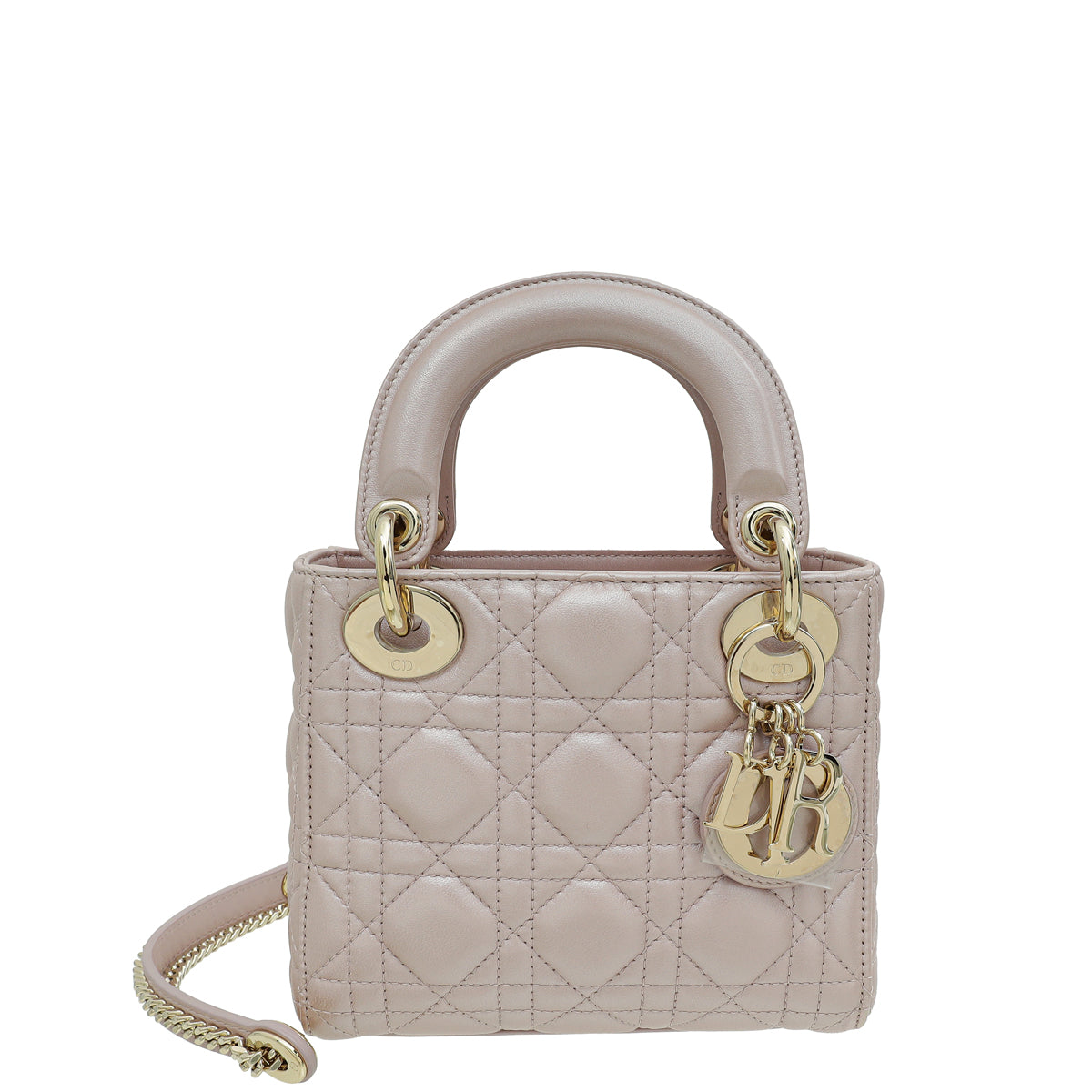 Christian Dior Metallic Pearly Pink Cannage Mini Chain Lady Dior Bag-Christian Dior-THE CLOSET