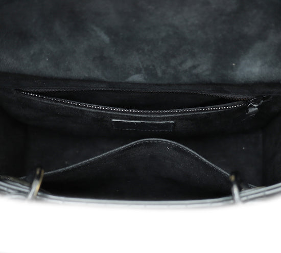Christian Dior Metallic Black Lady Dior Medium Bag