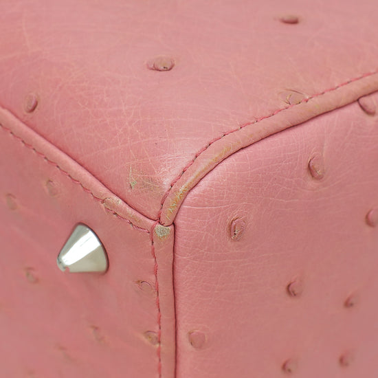 Christian Dior Pink Ostrich Lady Dior Medium Bag