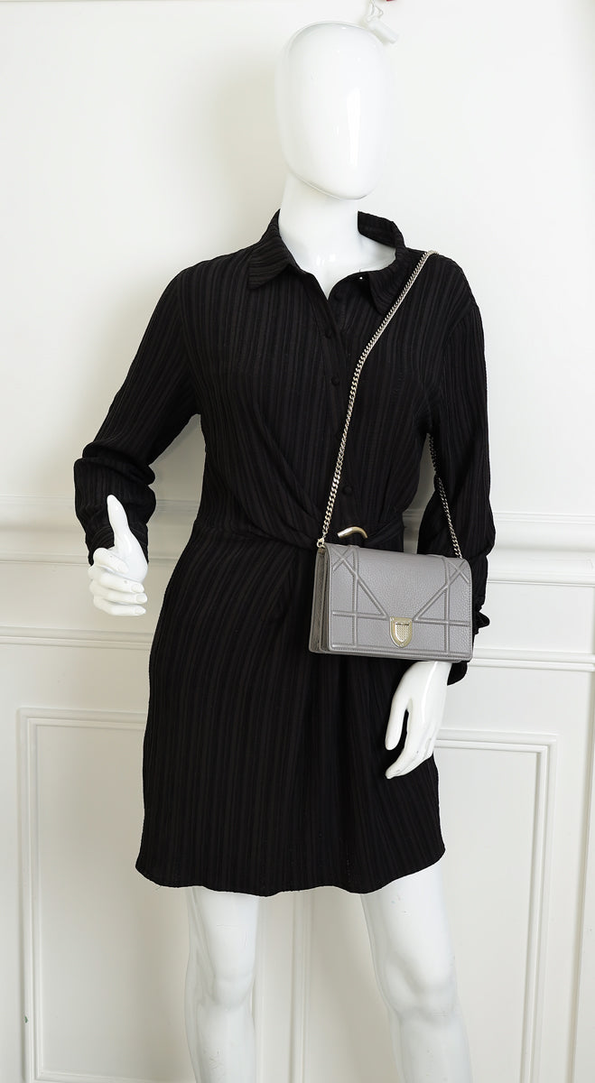 Christian Dior Grey Diorama Chain Wallet