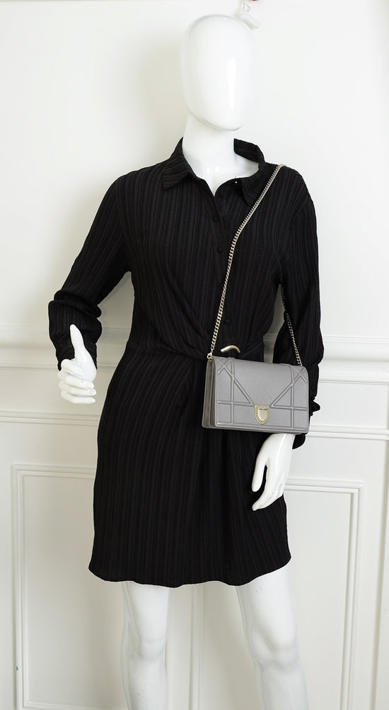 Christian Dior Grey Diorama Chain Wallet