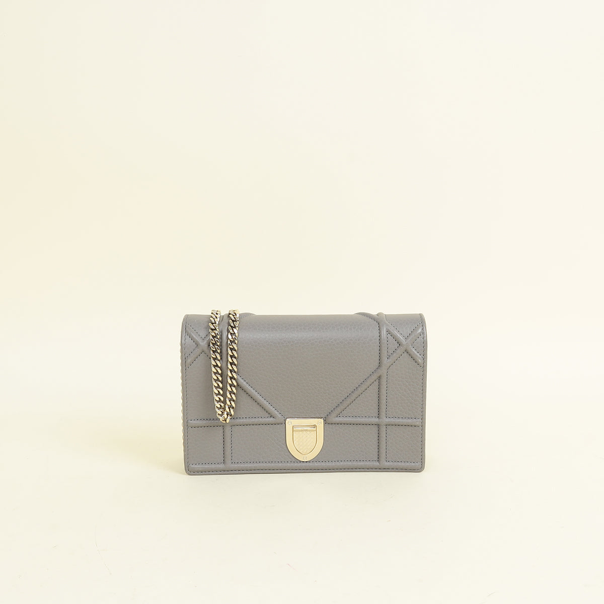Christian Dior Grey Diorama Chain Wallet