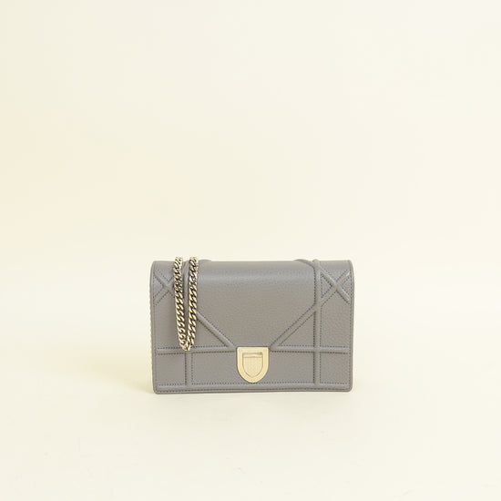 Christian Dior Grey Diorama Chain Wallet