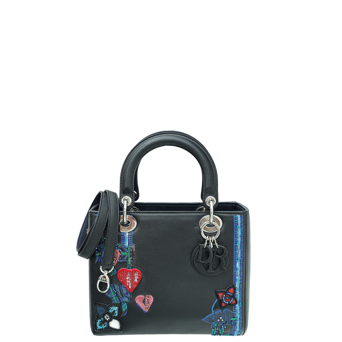 Christian Dior Multicolor Heart Sequins Embroidered Lady Dior Medium Bag-Christian Dior-THE CLOSET