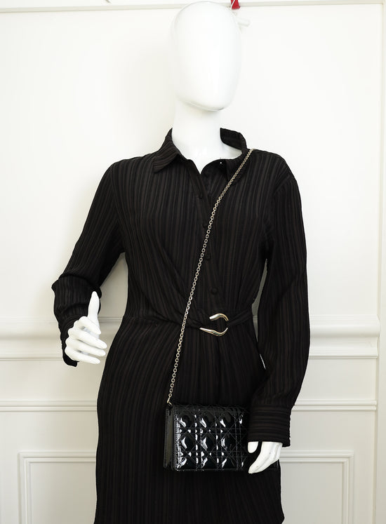 Christian Dior Black Lady Dior Chain Pouch Clutch