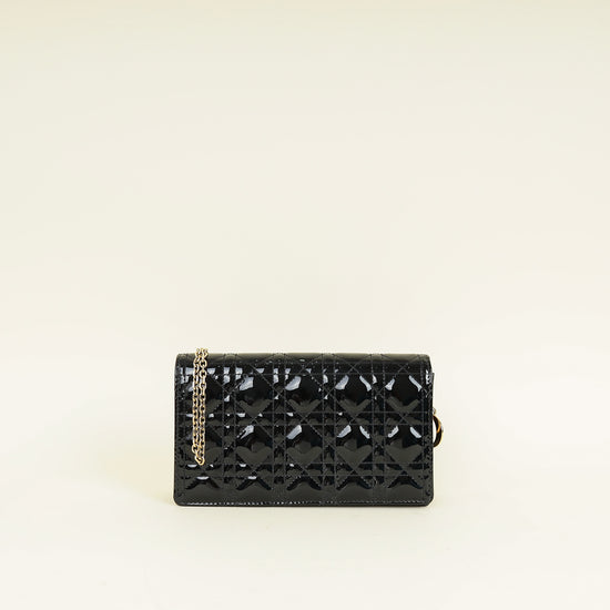 Christian Dior Black Lady Dior Chain Pouch Clutch