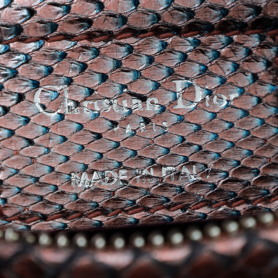 Christian Dior Metallic Bicolor Ombre Python Lady Dior Medium Bag W/ Tonal Charm