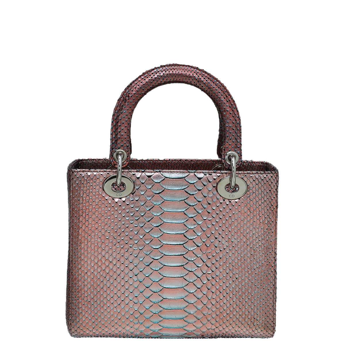 Christian Dior Metallic Bicolor Ombre Python Lady Dior Medium Bag W/ Tonal Charm-Christian Dior-THE CLOSET