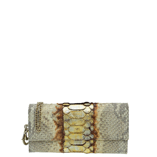 Christian Dior Bicolor Python Lady Dior Chain Wallet