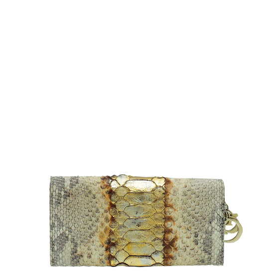 Christian Dior Bicolor Python Lady Dior Chain Wallet