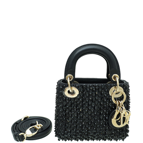 Christian Dior Black Lady Dior Micro Mirrors, Beads and Strass Bag