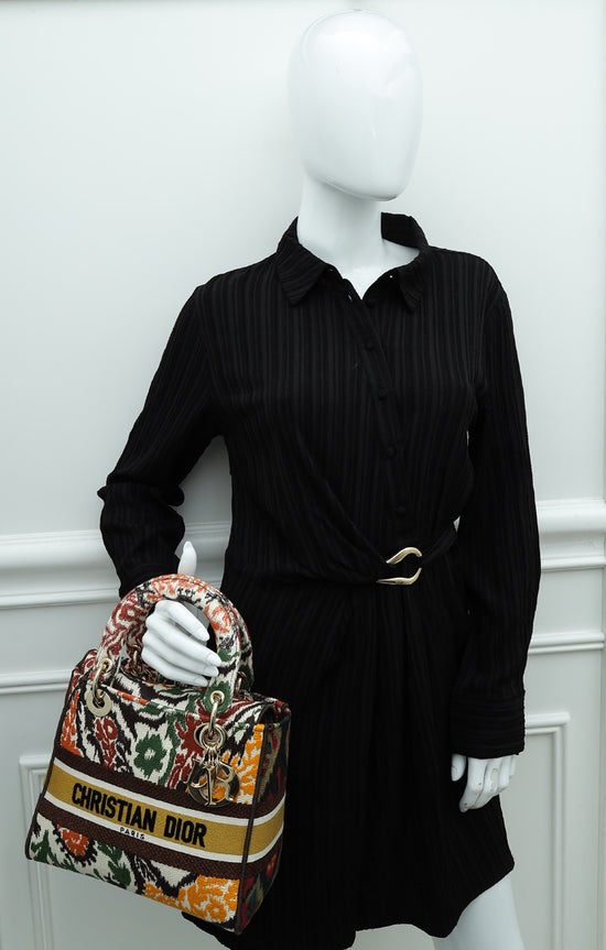 Christian Dior Multicolor Lady D-Lite Paisley Embroidery Medium Bag