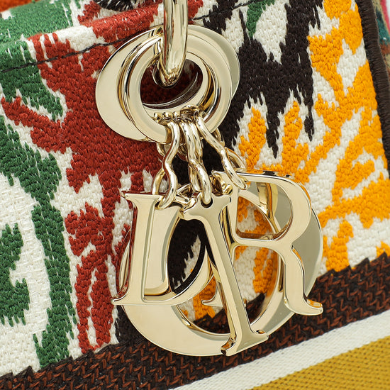Christian Dior Multicolor Lady D-Lite Paisley Embroidery Medium Bag