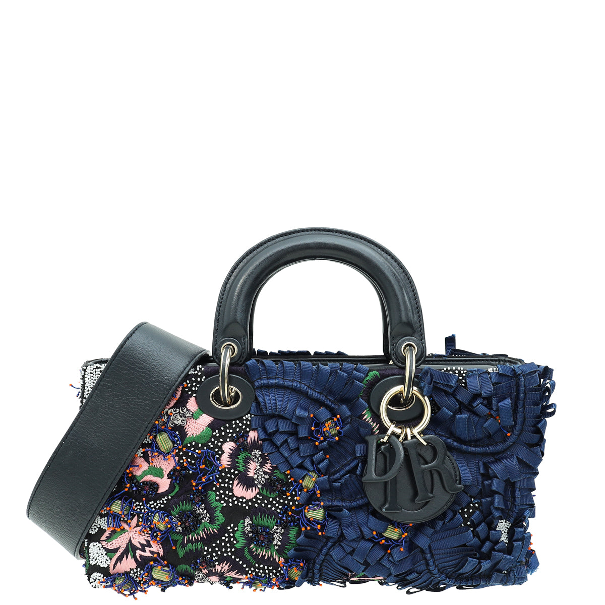 Christian Dior Black Multicolor Lady Dior East West Embroidered Runway Bag-Christian Dior-THE CLOSET