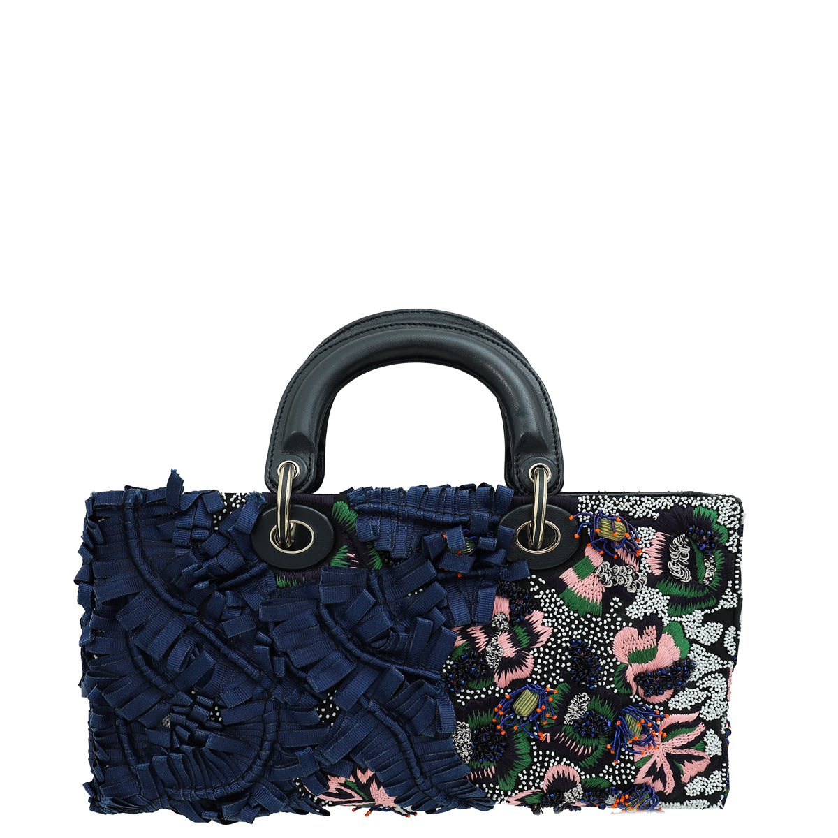 Christian Dior Black Multicolor Lady Dior East West Embroidered Runway Bag-Christian Dior-THE CLOSET