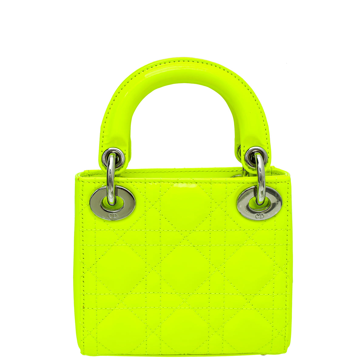 Christian Dior Neon Green Micro Lady Dior Bag with Embroidered Patch-Christian Dior-THE CLOSET