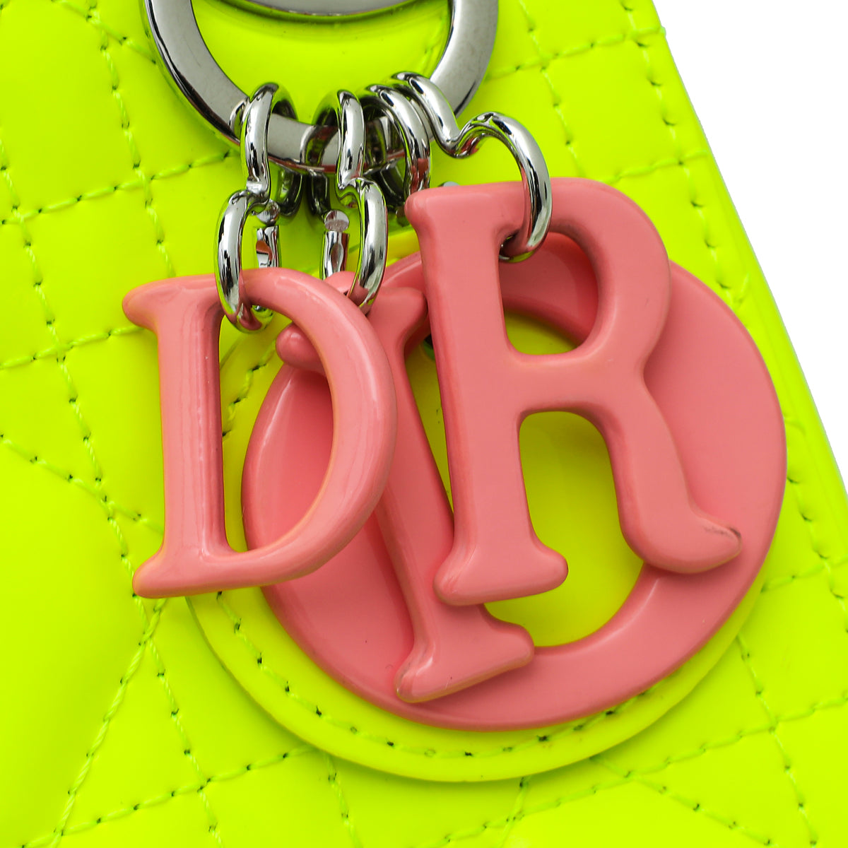 Christian Dior Neon Green Micro Lady Dior Bag with Embroidered Patch