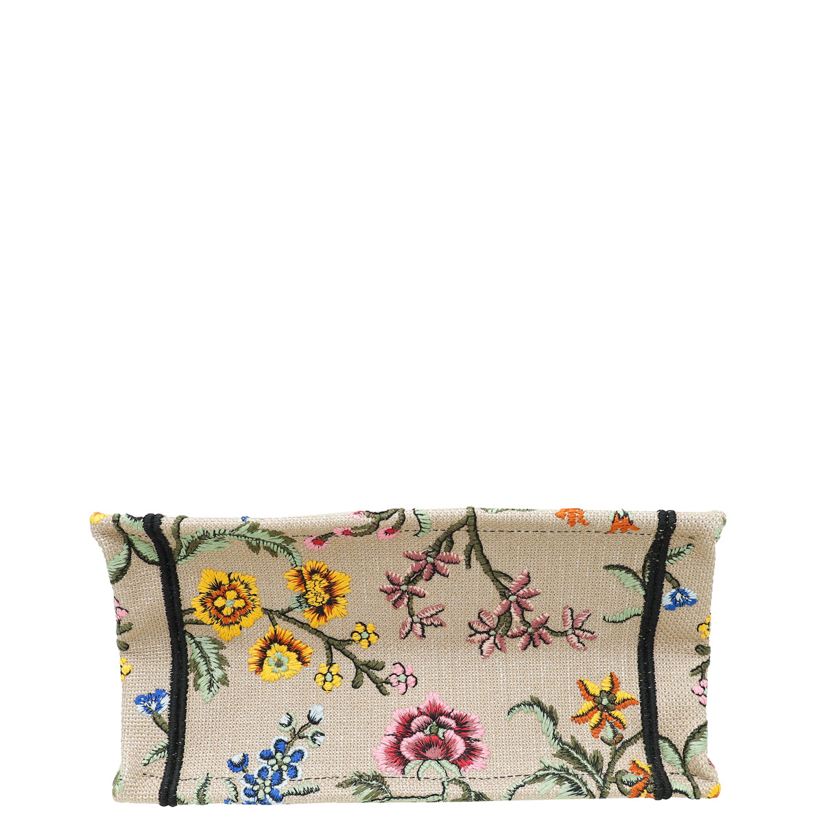 Christian Dior Beige Multicolor Embroidered Petites Fleur Small Book Tote Bag