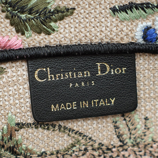 Christian Dior Beige Multicolor Embroidered Petites Fleur Small Book Tote Bag