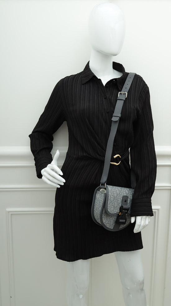 Christian Dior Metallic Grey Oblique Mini Gallop Bag