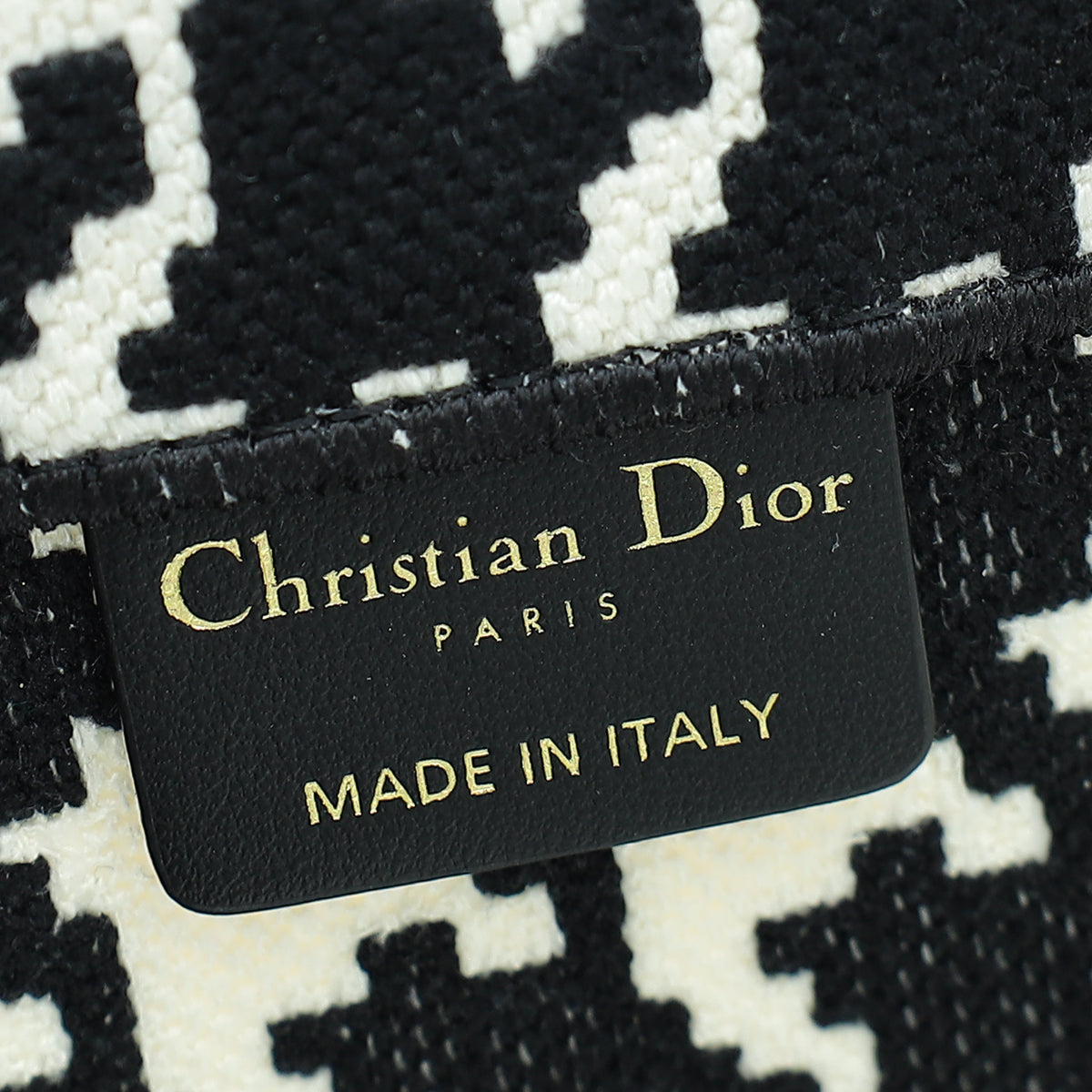 Christian Dior Bicolor Book Tote Macro Houndstooth Embroidery Medium Bag