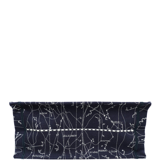Christian Dior Navy Blue Multicolor Zodiac Embroidery Book Tote Medium Bag W/ "UPMR" Initials