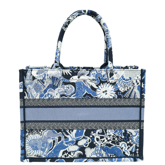 Christian Dior Blue Book Tote Toile De Jouy Soleil Embroidery Medium Bag