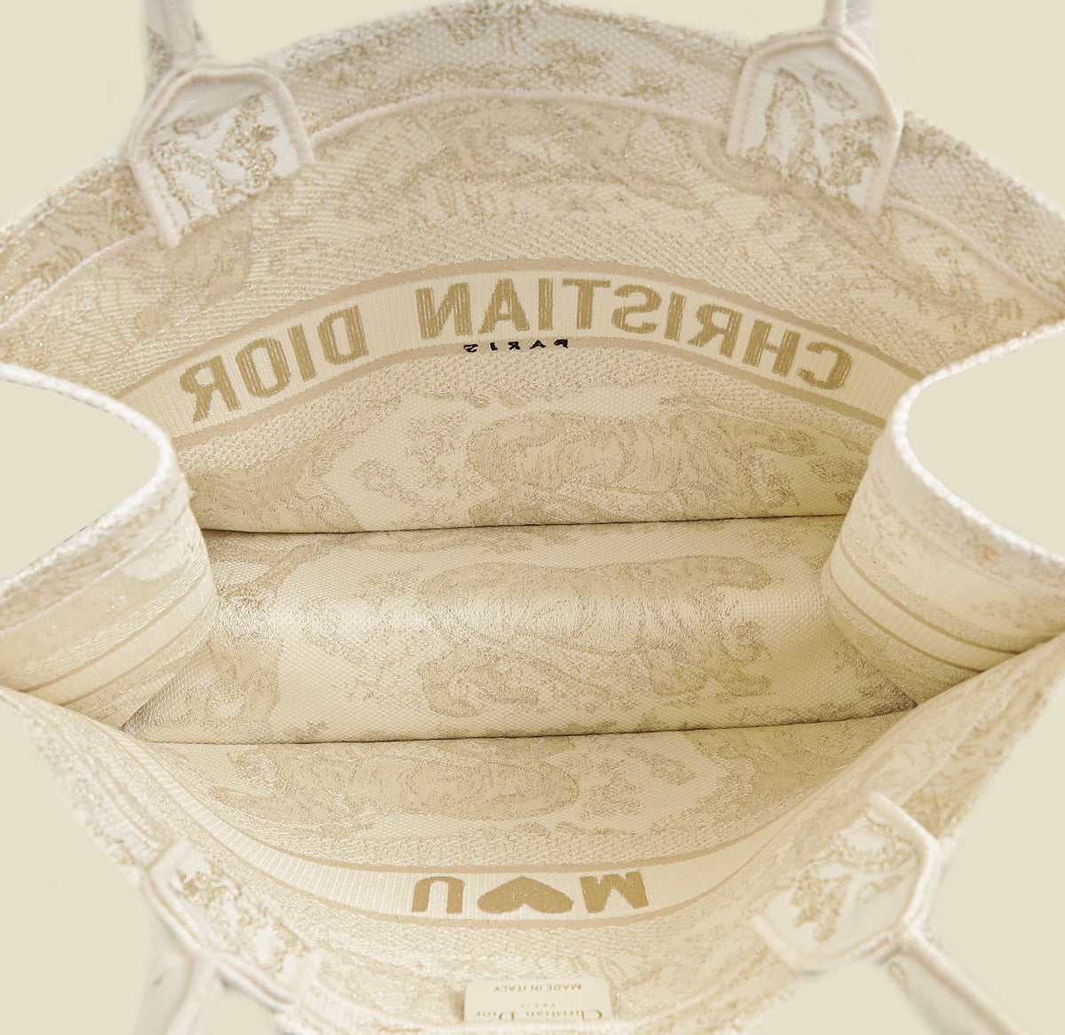 Christian Dior Bicolor Toile de Jouy Book Tote Medium Bag With MU Initials