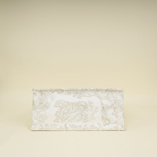 Christian Dior Bicolor Toile de Jouy Book Tote Medium Bag With MU Initials