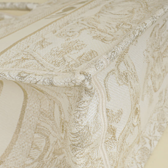 Christian Dior Bicolor Toile de Jouy Book Tote Medium Bag With MU Initials