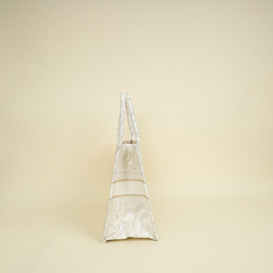 Christian Dior Bicolor Toile de Jouy Book Tote Medium Bag With MU Initials