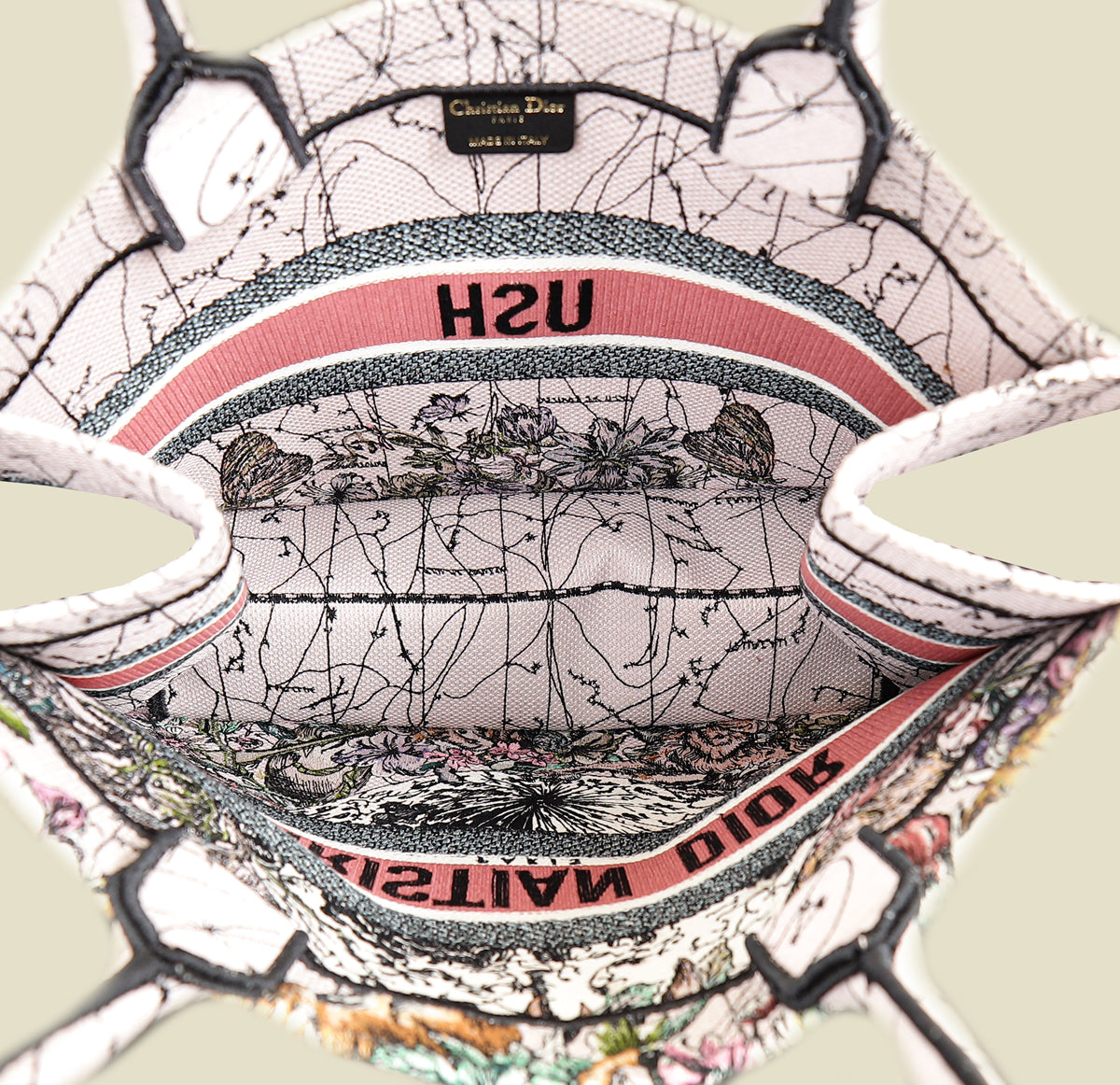 Christian Dior Multicolor Constellation Embroidery Book Tote Medium Bag w/USH Initials