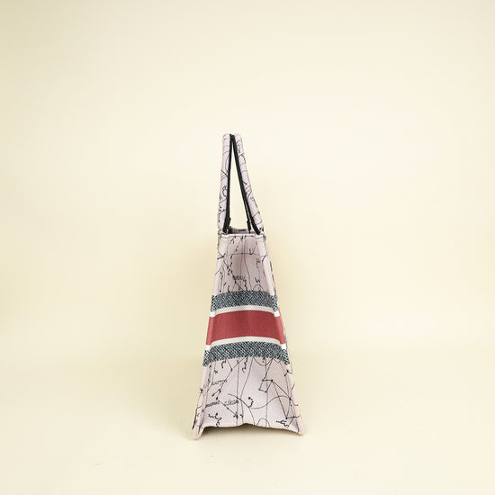 Christian Dior Multicolor Constellation Embroidery Book Tote Medium Bag w/USH Initials