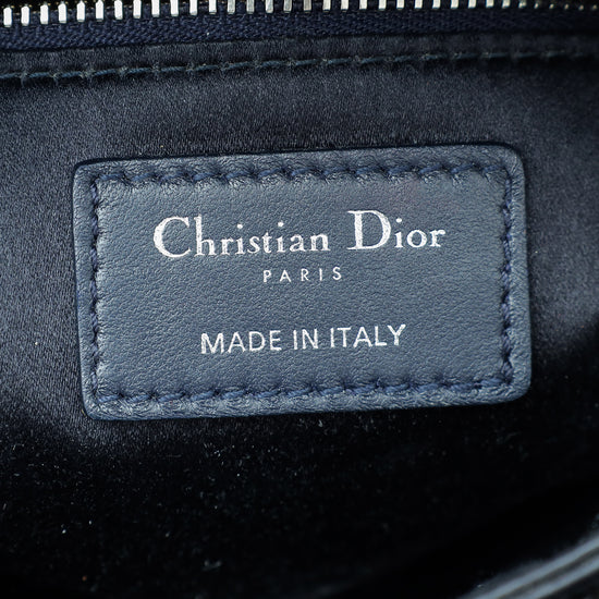 Christian Dior Black Satin Strass Cannage Lady Dior Mini Bag