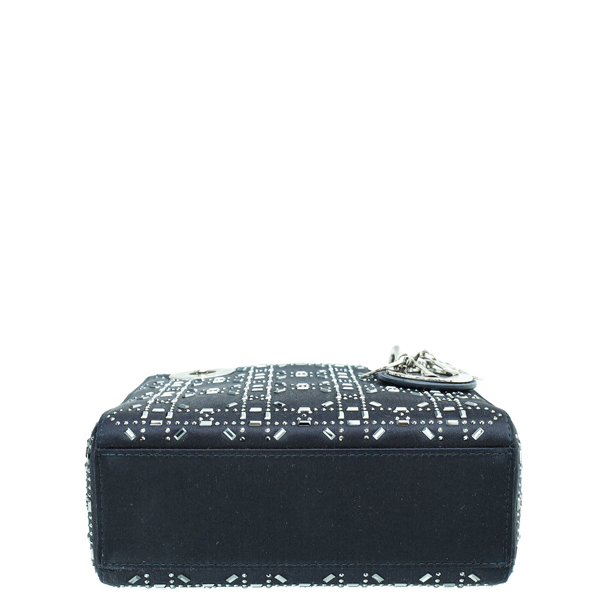 Christian Dior Black Satin Strass Cannage Lady Dior Mini Bag