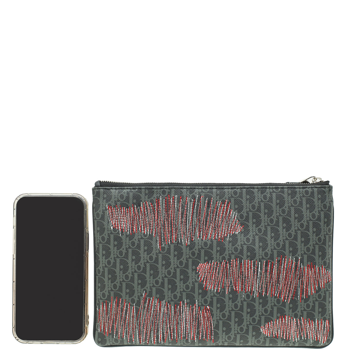 Christian Dior Dark Grey Oblique Zip Pouch-Christian Dior-THE CLOSET