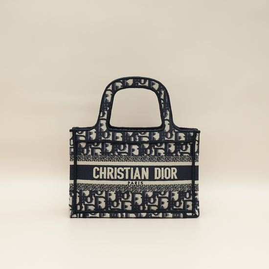 Christian Dior Navy Blue Oblique Book Tote Mini Bag