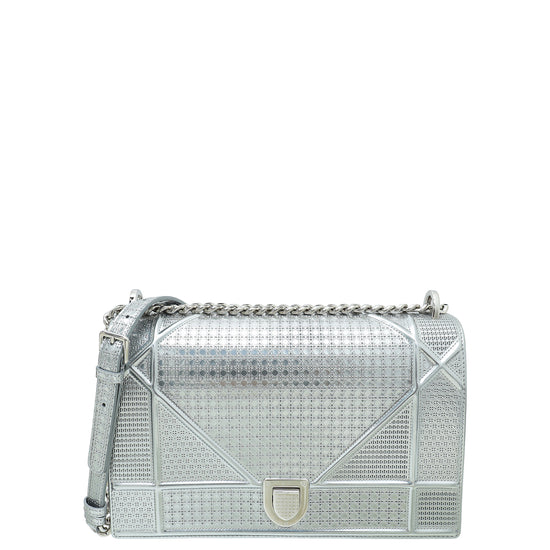 Diorama silver outlet clutch