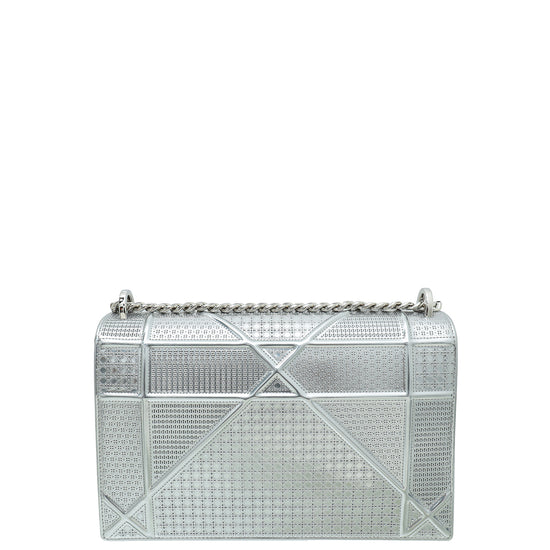 Christian Dior Silver Diorama Micro Cannage Large Bag