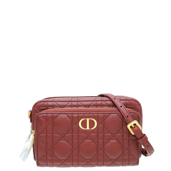 Christian Dior Burgundy Caro Double Pouch Bag