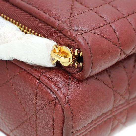 Christian Dior Burgundy Caro Double Pouch Bag