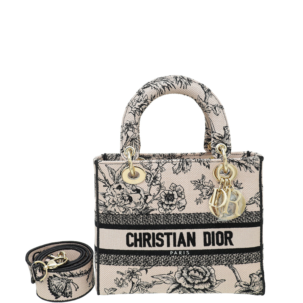 Christian Dior Powder Pink D-lite Jardin Botanique Embroidery Medium Bag-Christian Dior-THE CLOSET