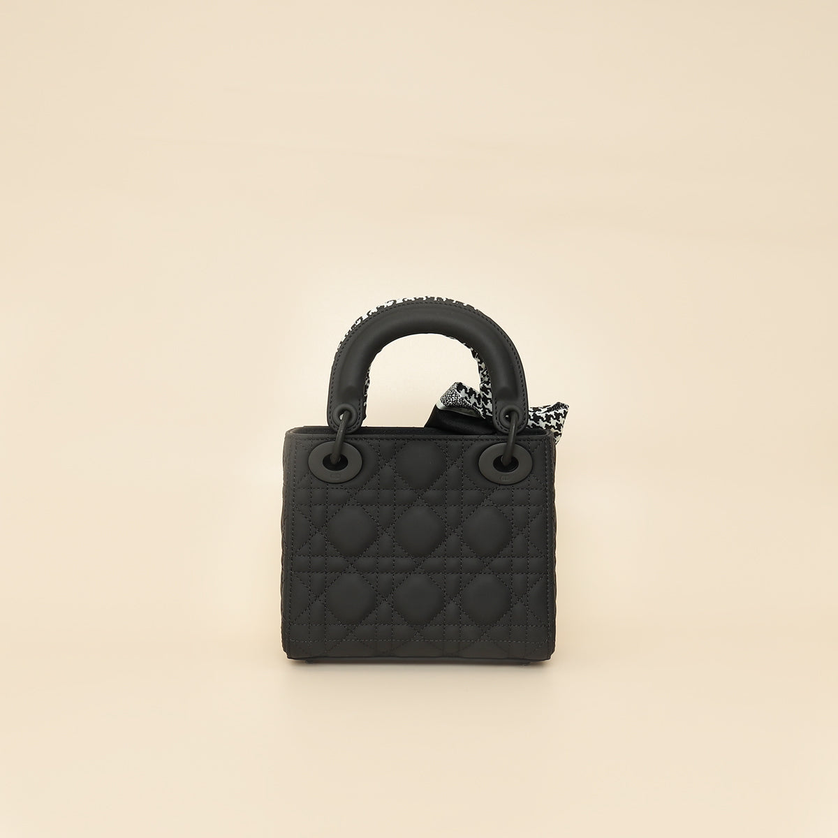 Christian Dior So Black Ultramatte Lady Dior Mini Chain Bag W/ Twilly-Christian Dior-THE CLOSET
