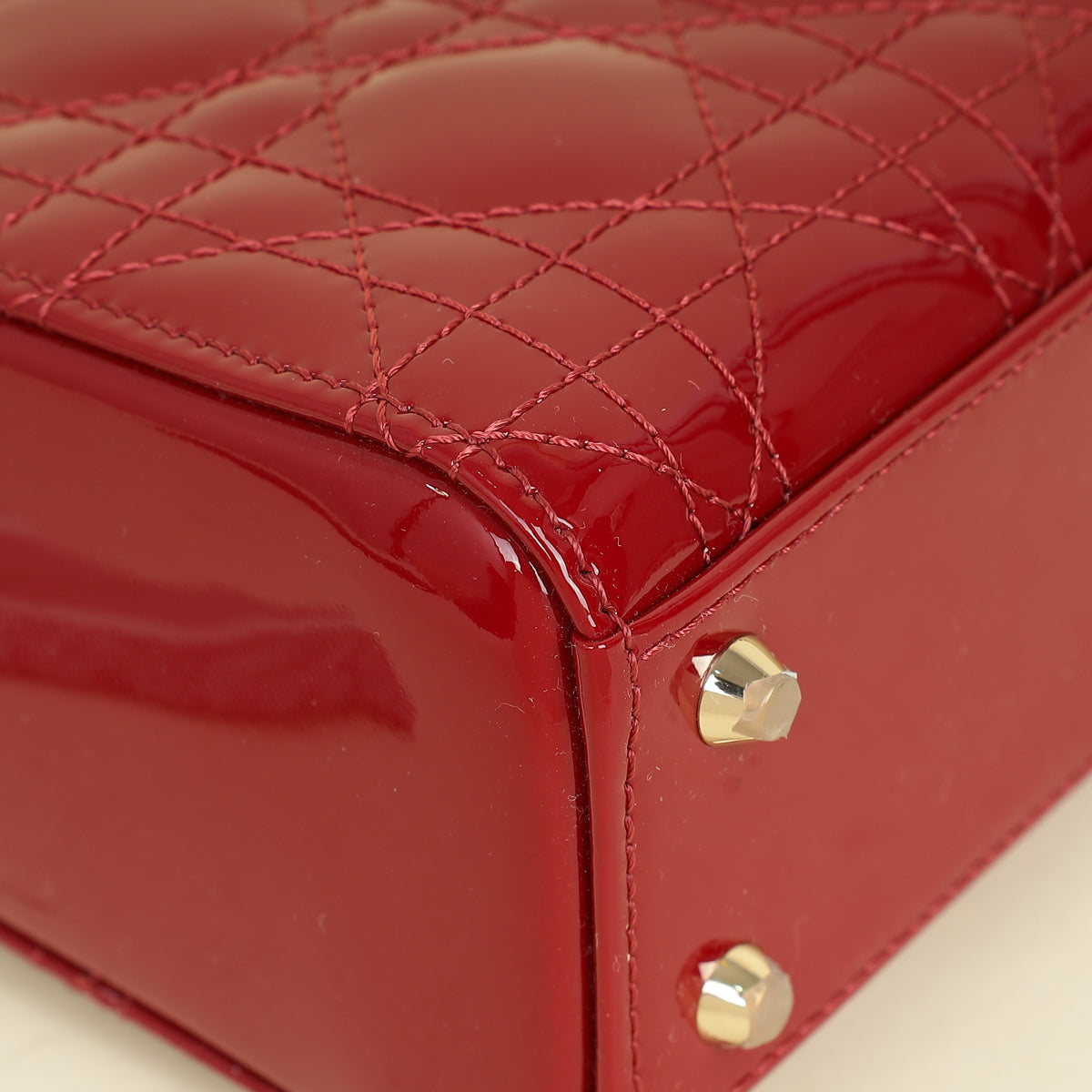 Christian Dior Cherry Red Lady Dior Mini Chain Bag W/ Twilly – THE