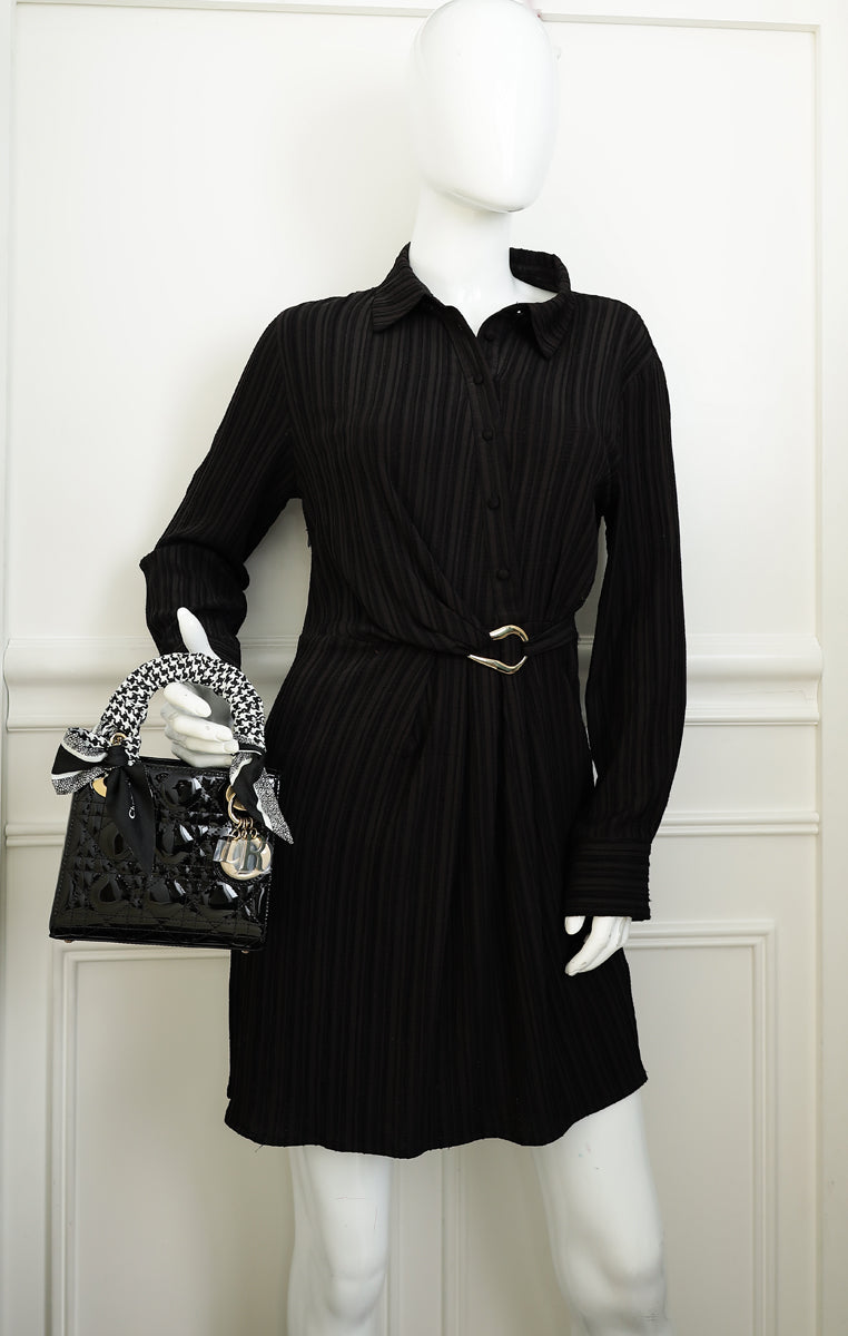 Christian Dior Black Lady Dior Mini Chain Bag W/ Twilly