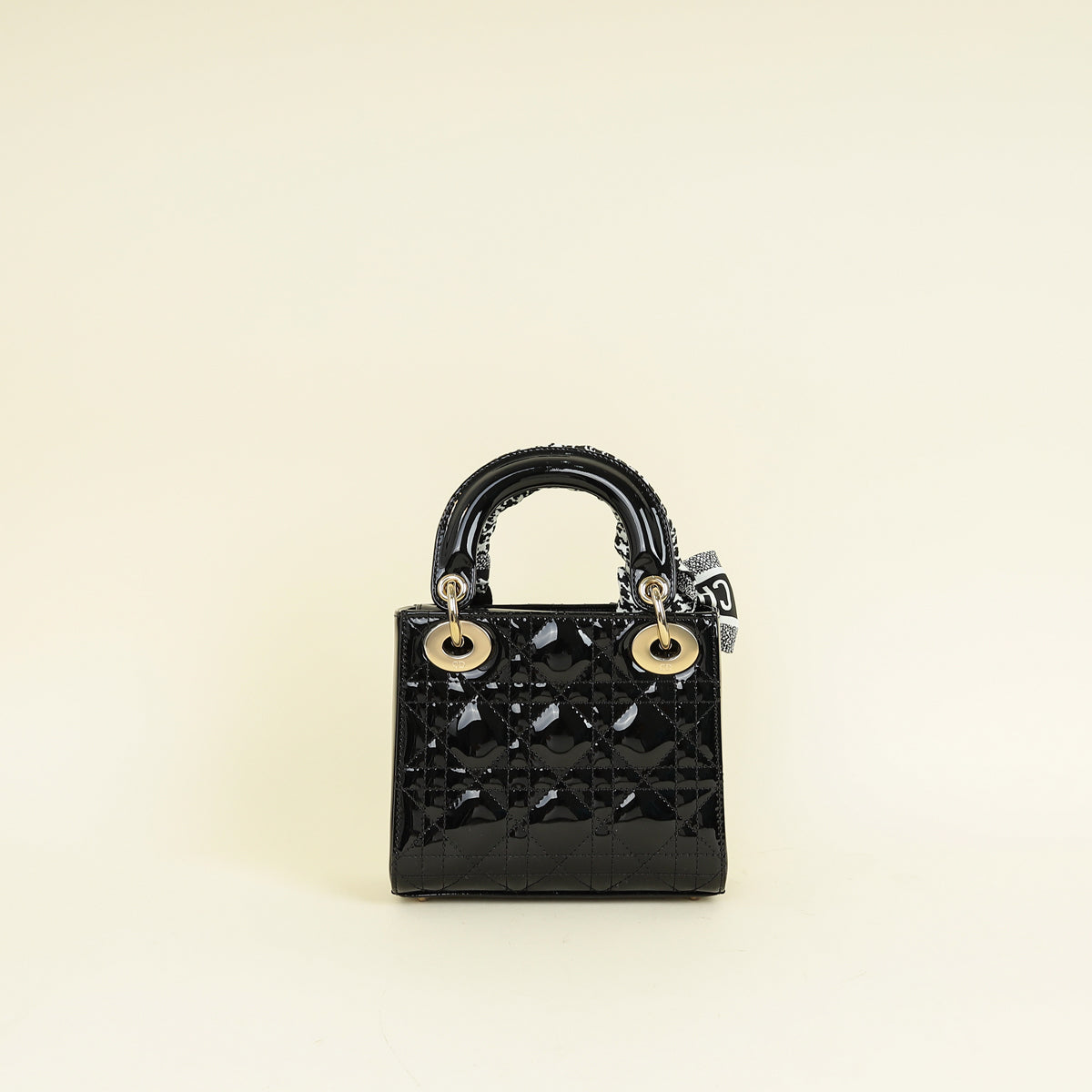 Christian Dior Black Lady Dior Mini Chain Bag W/ Twilly